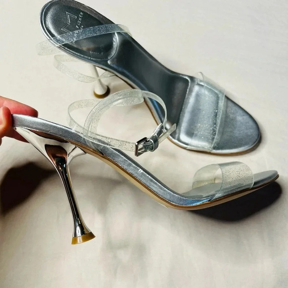 Marc Fisher Calisty Silver Glitter Strappy Stiletto Heels Women Size 9.5 - Picture 5 of 14